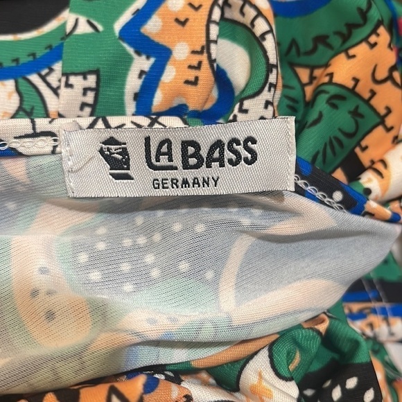 PLUS SIZE LA BASS  GREEN/MULTI PATTERNED JERSEY LONG A-LINE DRESS size 22/24 - Picture 7 of 8